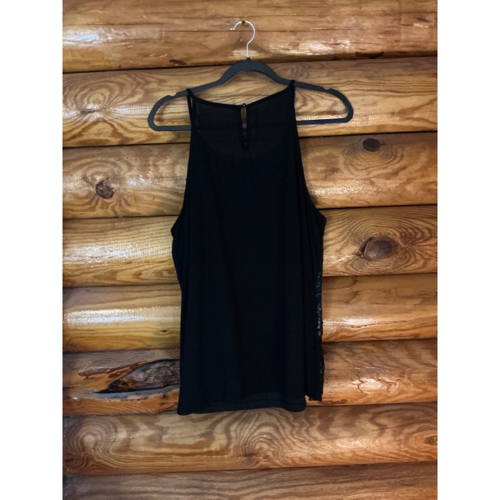 Lane Bryant Black Sequin Floral Lace Halter Top Mesh Keyhole Plus Size 18/20 - Picture 3 of 8